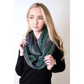 Anika Dali Women's Shimmer Sparkle Infinity Scarf- Festival Boho Bliss Fashion Scarf (Festive Emerald Green)