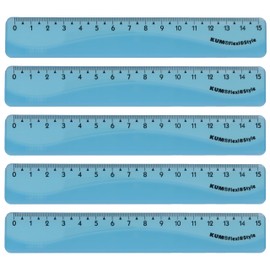 KUM AZ2290116-B Flexi Style Ruler 15 cm Blue Flexible Pack of 5 School Supplies
