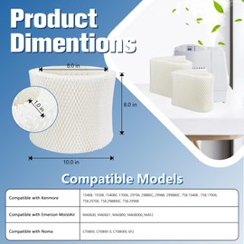 Funmit MAF2 Humidifier Wick Filter (4 Pack) Replacement for Esscik Air AIRCaire MiostAIR MA0800, MA0600, MA0601 15408, Replacement for Kenmore 17006, 29706, 29988 Series Humidifiers