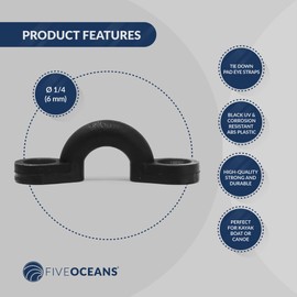 Bimini Black Plastic Eye Straps for Boat, Caravan - 10 Units Pack - Five Oceans