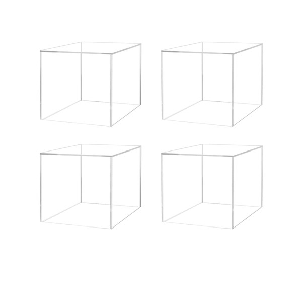 4 Pack Acrylic Cube Display Box Clear 3" Square Food