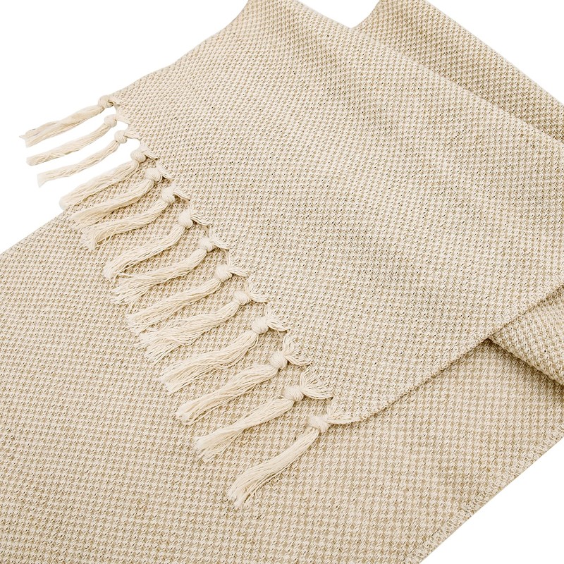 Time to Sparkle 33X200CM Woven Jute Table Runner with Tassels