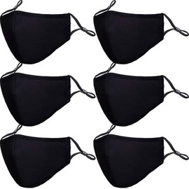 PAGE ONE Reusable Cloth Face Masks Washable Adjustable Breathable Cotton Face Mask for Women Men/6PC