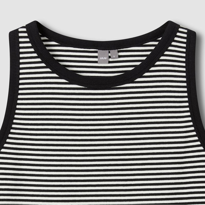 JAJU [JAJU] Women's Cotton Rib Sleeveless T-shirt_Jet Black