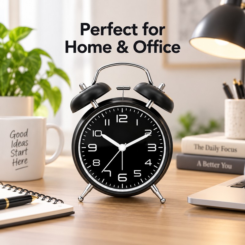 4 Inch Twin Bell Alarm Clock with Metal Frame –