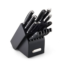 Farberware 15-Piece Forged Triple Riveted Knife Block Set, Black