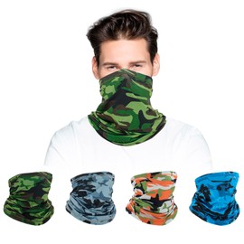 Pack of 4 Multifunctional Scarf, Men's Sports Breathable Windproof Neck Tube, Soft and Comfortable Bandana Face Mask for Men Women Ski Scarf for Outdoor Sports such as Fishing and Cycling, Colourful