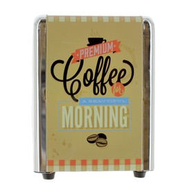 Napkin Dispenser Diner Napkin Holder with Retro Logo, Approx. 14.5 x 10.5 x 9.5 cm, Includes 60 Napkins (Premium Coffee for a Beautiful Morning)