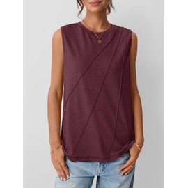 AUTOMET Womens Summer Tank Tops Spring Sleeveless T Shirts Business Casual Dressy Clothes Fashion Trendy Outfits 2025 WineRed L