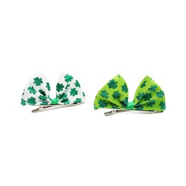 nqyuo St.Patrick's Hair Clips Bow Girls Hair Pin St Patrick's Green HairClip Bows NDSP03 (2 Pcs-Set A), one size