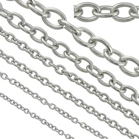 (Sc-1027-d) - 10m 4mm Width Stainless Steel Rolo Cable Chains Findings Fit for Jewellery Making & DIY (SC-1027-D)