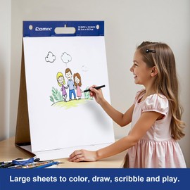 Comix Sticky Portable Tabletop Easel Pads, 15 x 18 Inches Flip Chart Paper for Training, Presentation, Meetings, Doodling, 20 Sheets/Pad, 2 Pads/Pack