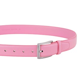 KM Legend Mens Leather Dress Belt for Work Business and Casual, Seattle Pink, 34 US