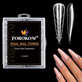 TOROKOM Dual Nail Shapes for Poly Extension Gel, 120 Pieces Structure Poly Nail Gel, Stiletto Nail Tips for Builder Gel, Solid Nail Gel Glue, Nail Art Design Salon & DIY