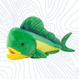 lilizzoumax Ghost Saury Fish Stuffed Animal,Simulation Mahi Mahi Plush Toy,Dorado Fish Toy,Fish Pillow, for Kids,17.7 Inch Green