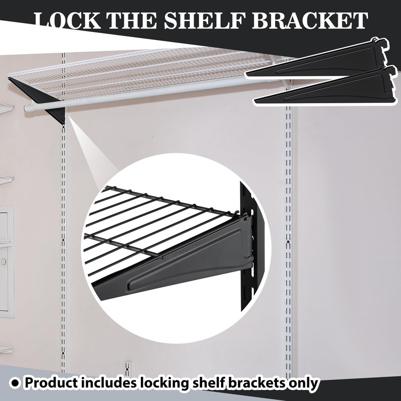 Wonderjune 6 Pcs Adjustable Locking Shelf Bracket 16 Inch Shelf