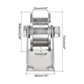 uxcell 1pcs H Groove Track Wheel, 2.28" 201 Stainless Steel Sliding Gate Double Bearing Rollers with Bracket for Inverted Track, Industrial Machines