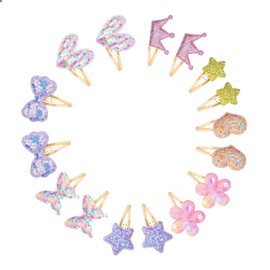 Goiern 8 Pairs Hair Clips for Girls Flower/Star/Crown/Heart/Butterfly Shaped Kids Hair Barrettes, Cute Hair Clips Metal Snap Hair Clips for Girls Kids