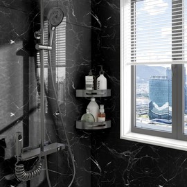 Chejiaye Peel and Stick Marble Wall Panels 11.8"x11.8"- Waterproof Self-Adhesive for Interior Wall Decor,PVC Foam Backsplash Tile for Kitchen (Not Real Tile) (Black, 1.8"x11.8"x0.08"in-Thin)