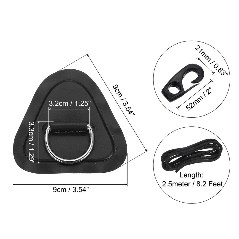 PATIKIL D-Ring Patch, 4 Pcs 3.5" Triangle PVC Patch Pad