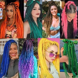 Pre Stretched Braiding Hair Extensions -Hot Water Setting Omber Braiding Crochet Hair PreStretched Braiding Hair braids Extensions (26 Inch (Pack of 3), Lavender Purple#)