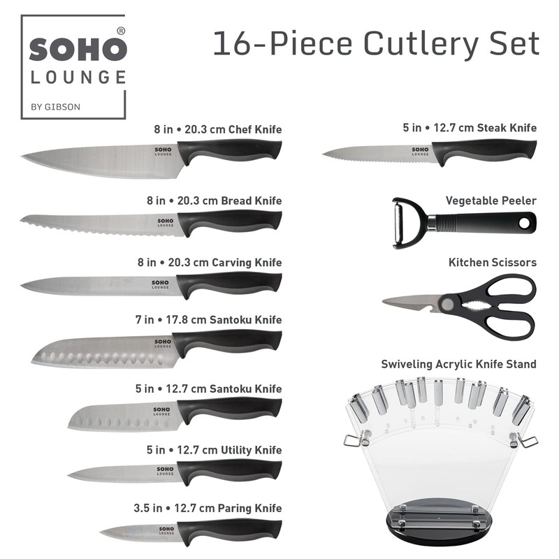 Gibson Soho Lounge 16 Piece Stainless Steel Kitchen Knife Set