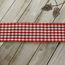 Ribbon Traditions Small Check Gingham Plaid Wired Ribbon 2 1/2" by 10 Yards - Red