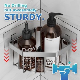 TRMFUSA Sponge Holder Corner Sink Caddy Sink Organizer for Kitchen Bathroom Triangle Soap Holder Stainless Steel Shower Caddy No Drilling Sponge Caddy