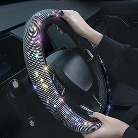 Cubierta del Volante para Mujeres Hombres Bling Bling Crystal Diamond Sparkling Car SUV Protector de Rueda Universal Fit 38cm (Multi-Color)