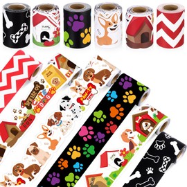 Tenceur 98.5 ft Bulletin Board Borders Classroom Decoration 6 Rolls Dog Classroom Borders Set Scalloped Bulletin Board Trim for Back to School Office Home Chalkboard Wall