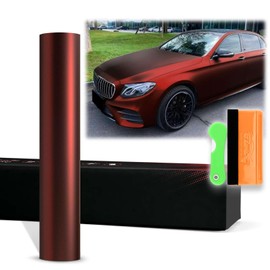 12"x60" (1FTx5FT) Burgundy PET Romance Chrome Vinyl Wrap Auto Car Sticker Decal Film Sheet Bubble Free Air Release Technology with Tool Kit