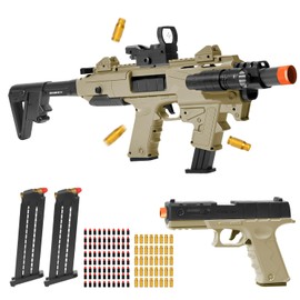 Realistic Toy Toy Gun Blaster, Soft Bullet Toy Dart Hand Gun Soft Bullet Pistol Foam Shell ejecting Blasters, with 2 Clips & 80 Foam Bullets, Gifts for Boys Girls Adults Age 8+