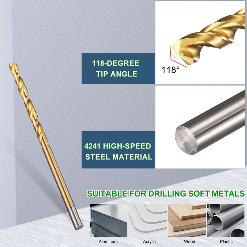 METALLIXITY Drill Bit (7/64") 4241 High-Speed Steel TiN 118° 6Pcs