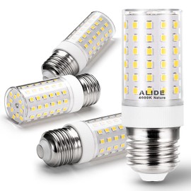ALIDE E26 E27 12W LED Candelabra Bulbs, 100 Watt Led Replacement, 4000K Natural White,E26 LED Corn Light Bulbs 1200LM for Ceiling Fan Chandelier Pendant Lighting,Non-dimmable,4 Pack