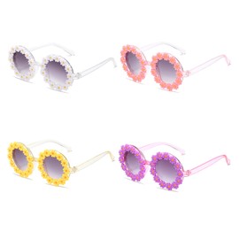 JINHUIBBA Girls round Flower Sunglasses Flower Cute Glasses UV 400 Protection for Outdoor Beach