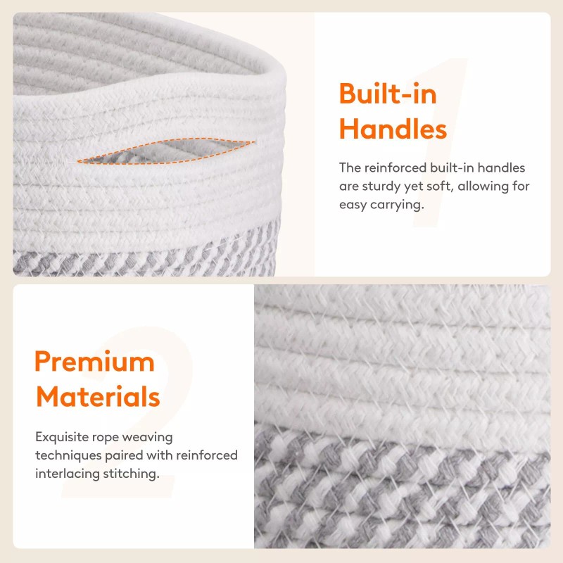 Lifewit 6 Pack Woven Baskets for Storage, Cotton Rope Baskets