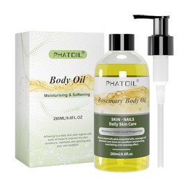 PHATOIL Body Oil with Rosemary, Cedarwood, Peppermint, Rosemary Body Oil for Dry Skin, Nails Care, Natural Moisturizer for Women, Men, 260ml, All Skin Types