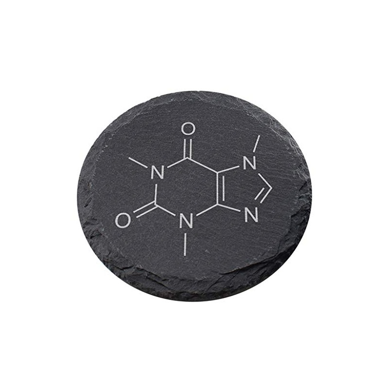 Engraved Natural Slate Coaster - Caffeine Molecule Coffee Coaster Gift
