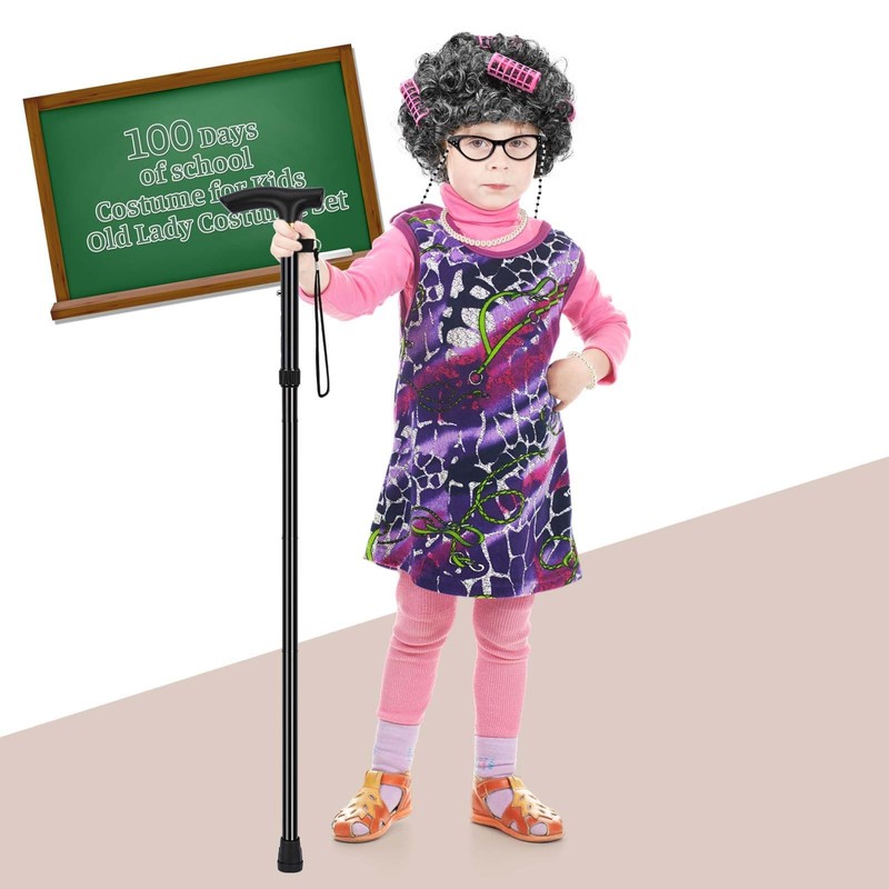 JcHrmers 6 Pieces Old Lady Wig Costume for Girls 100