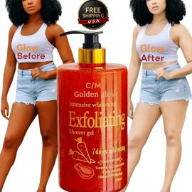 Golden Glow Intensive Whitening Shower Gel Exfoliating Body Wash [USA Stock