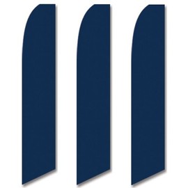 3 (three) Pack Tall Swooper Flags Dark Navy Blue Solid Plain Color