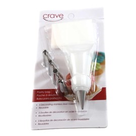 Crave Pastry Bag with Five Different Stainless Steel Nozzles for Precision, 1-pack