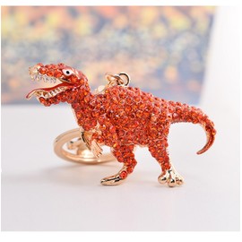 Dinosaur Keychain for Women, Tyrannosaurus Rex Key Chain for Ladies, Cute Dinosaur Summer Key Ring, Red Dinosaur Keychains, Punk Dinosaur Keyring, Rhinestone Dinosaur Animal Keychain Accessories