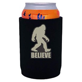 Bigfoot Believe Full Bottom Can Coolie (Black, 2 Pack)