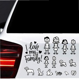 Car Sticker I Love My Family Car Bling Stickers and Decals Pet Cat Dog Animal Decal for Car Window Bumper Decorative Decal Practical Design and Durable Cars Walls,Bumper Stickers, Decals and Magnets