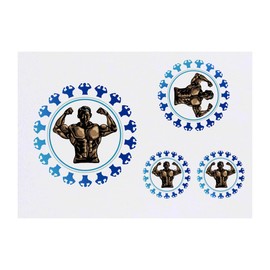 4 x 'Body Builder ' Temporary Tattoos - Water Resistant, Skin-Safe, Non-Toxic Transfers, Mixed Sizes (TO00069802)