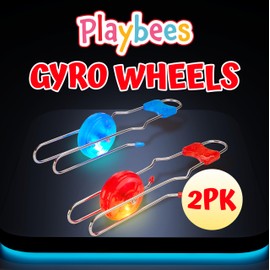 Playbees Light Up Gyro Wheels Classic Vintage Trick Yoyo Retro Rail Twister, Twirler, Mesmerizing Spinning Lighting Effects Sensory Fidget Toys, Christmas Stocking Stuffers, Nostalgia Gifts (2 Pack)