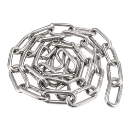 sourcing map Stainless Steel 304 Hardened Proof Coil Chain 1m Length 5mm Thickness Zinc Plated