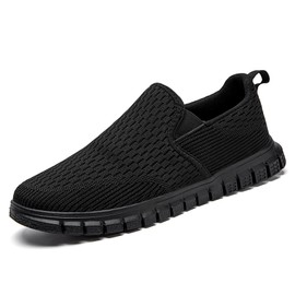 VLHGCG Men's Slip-On Trainers, Breathable Lightweight Casual Shoes with Non-Slip Sole, Office and Travel-Friendly Men's Shoes, Comfortable, black, 41 EU