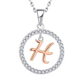 STARCHENIE Letter Initial Necklaces for Women 925 Sterling Silver Cubic Zirconia Hanging A-Z Alphabet Pendant Jewelry, Metal, Cubic Zirconia